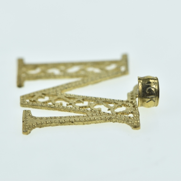 10K M Scroll Monogram Letter Initial Name Yellow Gold Charm/Pendant - Picture 2 of 3